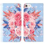 For iPhone 7 / 8 3D Painting Colored Drawing Pattern Horizontal Flip TPU + PU Leather Case with Holder & Card Slots & Wallet & Lanyard(Colored Flowers)