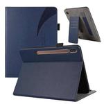 For Samsung Galaxy Tab S7 Lite / S7+ Litchi Texture Leather Sucker Tablet Case(Dark Blue)