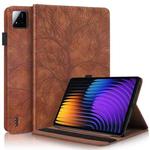 For Xiaomi Pad 7 / 7 Pro Tree Life Series Embossed Leather Tablet Case(Brown)