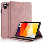 For Xiaomi Redmi K Pad Tree Life Series Embossed Leather Tablet Case(Rose Gold)