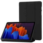 For Samsung Galaxy Tab S9 3-Fold Holder Silicone Leather Tablet Case(Black)