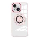 For iPhone 15 Plus Magnetic Rotating Ring Holder Acrylic Phone Case(Pink)