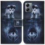 For Motorola Moto G14 Coloured Drawing Flip Leather Phone Case(Wolf and Dog)