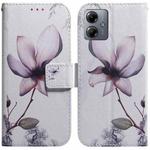 For Motorola Moto G14 Coloured Drawing Flip Leather Phone Case(Magnolia)