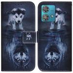 For Motorola Edge 40 Neo Coloured Drawing Flip Leather Phone Case(Wolf and Dog)