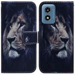 For Motorola Moto G Play 4G 2024 Coloured Drawing Flip Leather Phone Case(Lion)