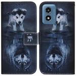 For Motorola Moto G Play 4G 2024 Coloured Drawing Flip Leather Phone Case(Wolf and Dog)