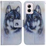 For Motorola Moto G Power 5G 2024 Coloured Drawing Flip Leather Phone Case(White Wolf)