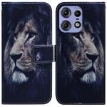 For Motorola Edge 50 Pro Coloured Drawing Flip Leather Phone Case(Lion)