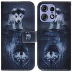 For Motorola Edge 50 Pro Coloured Drawing Flip Leather Phone Case(Wolf and Dog)