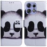 For Motorola Edge 50 Pro Coloured Drawing Flip Leather Phone Case(Panda)