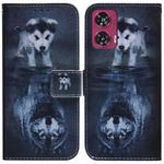 For Motorola Edge 50 Fusion Coloured Drawing Flip Leather Phone Case(Wolf and Dog)