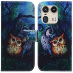 For Motorola Edge 50 Ultra Coloured Drawing Flip Leather Phone Case(Oil Painting Owl)