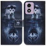 For Motorola Moto G04s / Moto E14 Coloured Drawing Flip Leather Phone Case(Wolf and Dog)