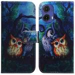 For Motorola Moto G85 Coloured Drawing Flip Leather Phone Case(Oil Painting Owl)