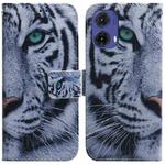 For Motorola Moto G85 Coloured Drawing Flip Leather Phone Case(Tiger)