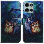 For Motorola Moto G75 5G Coloured Drawing Flip Leather Phone Case(Oil Painting Owl)