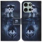 For Motorola Moto G75 5G Coloured Drawing Flip Leather Phone Case(Wolf and Dog)