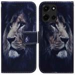 For Motorola Moto G 5G 2025 Coloured Drawing Flip Leather Phone Case(Lion)