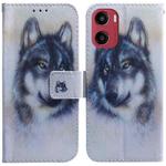 For Motorola Moto G05 / E15 Coloured Drawing Flip Leather Phone Case(White Wolf)