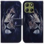 For Motorola Moto G15 Coloured Drawing Flip Leather Phone Case(Lion)