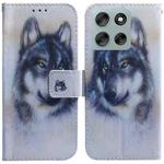 For Motorola Moto G56 5G / G66j 5G / G66y 5G Coloured Drawing Flip Leather Phone Case(White Wolf)