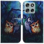 For Motorola Moto G56 5G / G66j 5G / G66y 5G Coloured Drawing Flip Leather Phone Case(Oil Painting Owl)