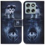 For Motorola Moto G56 5G / G66j 5G / G66y 5G Coloured Drawing Flip Leather Phone Case(Wolf and Dog)