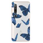 For Xiaomi Mi 10 5G Shockproof Painted TPU Protective Case(Blue Butterfly)