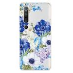 For Xiaomi Mi 10 Pro 5G Shockproof Painted TPU Protective Case(Blue White Rose)