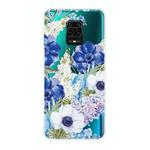 For Xiaomi Redmi Note 9S Shockproof Painted TPU Protective Case(Blue White Rose)
