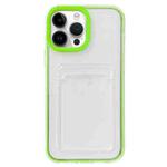 For iPhone 15 Pro Max 360 Clear PC Hybrid  TPU Phone Case with Card Slot(Green)