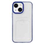 For iPhone 14 360 Clear PC Hybrid  TPU Phone Case with Card Slot(Royal Blue)