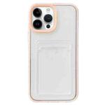 For iPhone 14 Pro Max 360 Clear PC Hybrid  TPU Phone Case with Card Slot(Apricot)