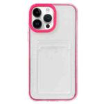 For iPhone 14 Pro 360 Clear PC Hybrid  TPU Phone Case with Card Slot(Rose Red)