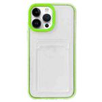 For iPhone 14 Pro 360 Clear PC Hybrid  TPU Phone Case with Card Slot(Green)