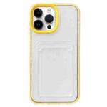 For iPhone 14 Pro 360 Clear PC Hybrid  TPU Phone Case with Card Slot(Yellow)