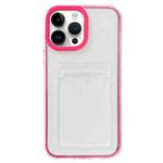 For iPhone 13 Pro 360 Clear PC Hybrid  TPU Phone Case with Card Slot(Rose Red)