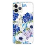 For iPhone 11 Pro Max Pattern TPU Protective Case(Blue and White Roses)