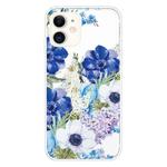 For iPhone 11 Pattern TPU Protective Case(Blue and White Roses)