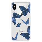 For iPhone XS Max Pattern TPU Protective Case(Blue Butterfly)