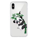 For iPhone X / XS Pattern TPU Protective Case(Panda Climbing Bamboo)