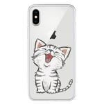 For iPhone X / XS Pattern TPU Protective Case(Laughing Cat)