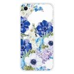 For iPhone SE 2022 / SE 2020 / 8 / 7 Pattern TPU Protective Case(Blue and White Roses)