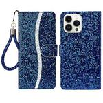 For iPhone 15 Pro Glitter Powder Filp Leather Phone Case(Blue)