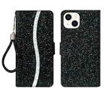 For iPhone 15 Plus Glitter Powder Filp Leather Phone Case(Black)