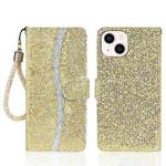 For iPhone 15 Glitter Powder Filp Leather Phone Case(Gold)