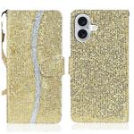 For iPhone 16 Plus Glitter Powder Filp Leather Phone Case(Gold)