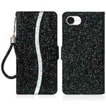 For iPhone 16e Glitter Powder Filp Leather Phone Case(Black)