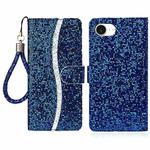 For iPhone 16e Glitter Powder Filp Leather Phone Case(Blue)